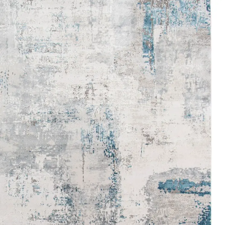 5' X 8' Gray Blue And Ivory Abstract Area Rug With Fringe