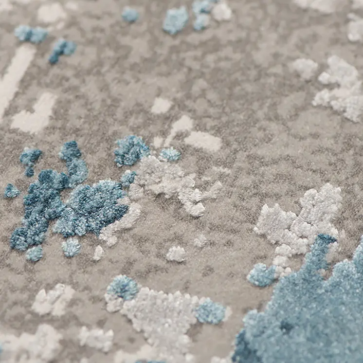 8' X 12' Gray Blue And Ivory Abstract Area Rug With Fringe