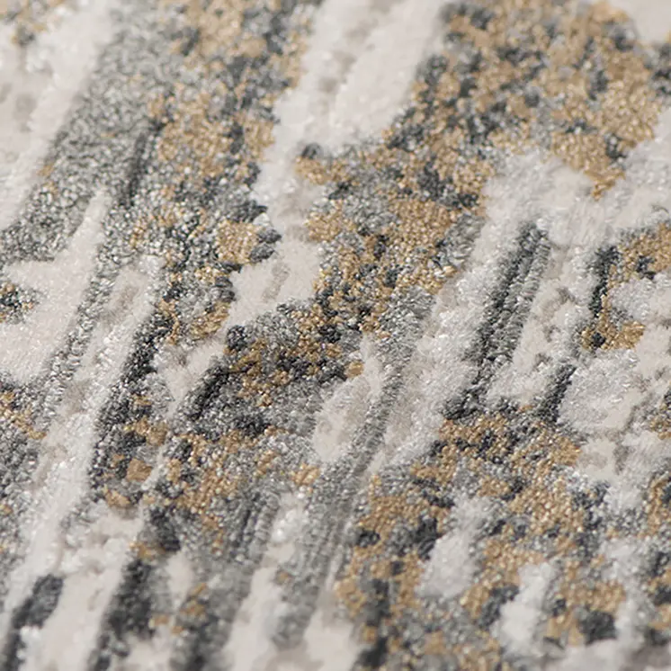 8' X 10' Ivory Gray And Brown Abstract Area Rug With Fringe