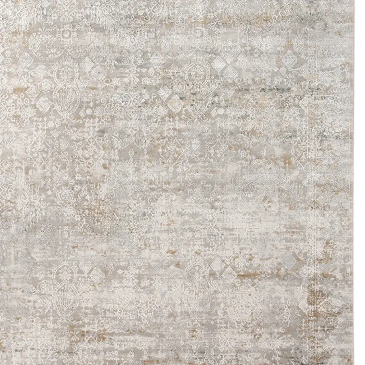 3' X 10' Gray Ivory And Brown Medallion Runner Rug With Fringe