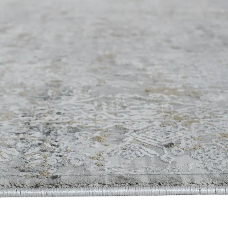 5' X 8' Gray Ivory And Brown Medallion Area Rug With Fringe