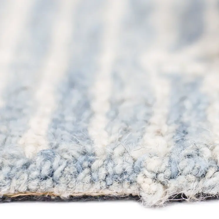 8' X 10' Blue Gray And Ivory Wool Geometric Hand Hooked Area Rug