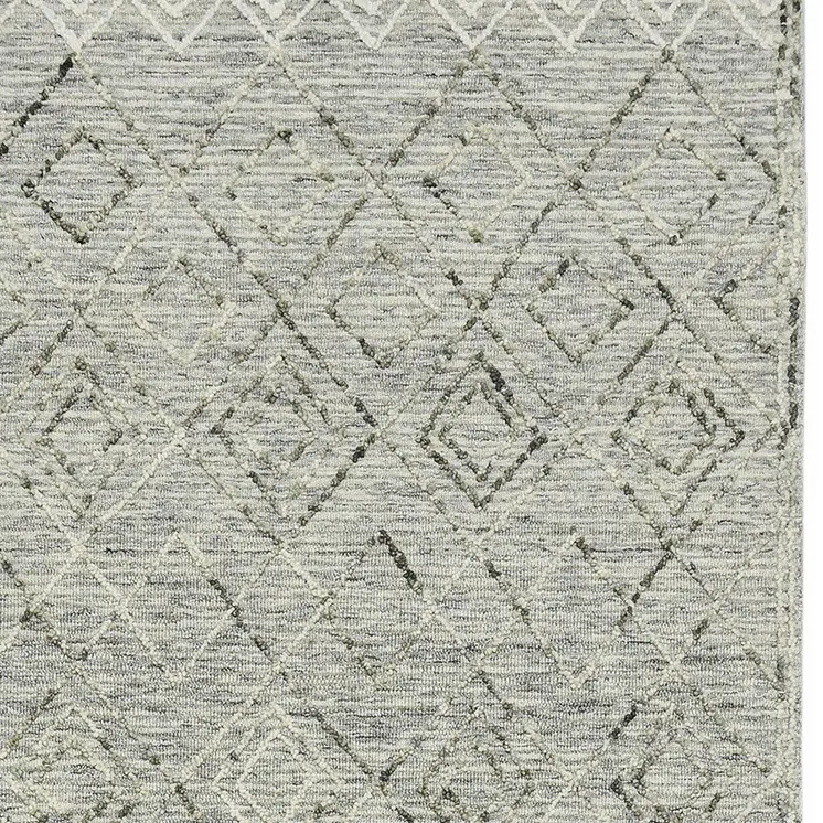 2' X 3' Gray Ivory And Black Wool Argyle Hand Hooked Area Rug