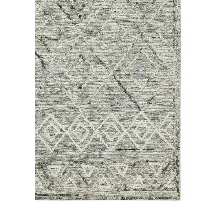 2' X 3' Gray Ivory And Black Wool Argyle Hand Hooked Area Rug