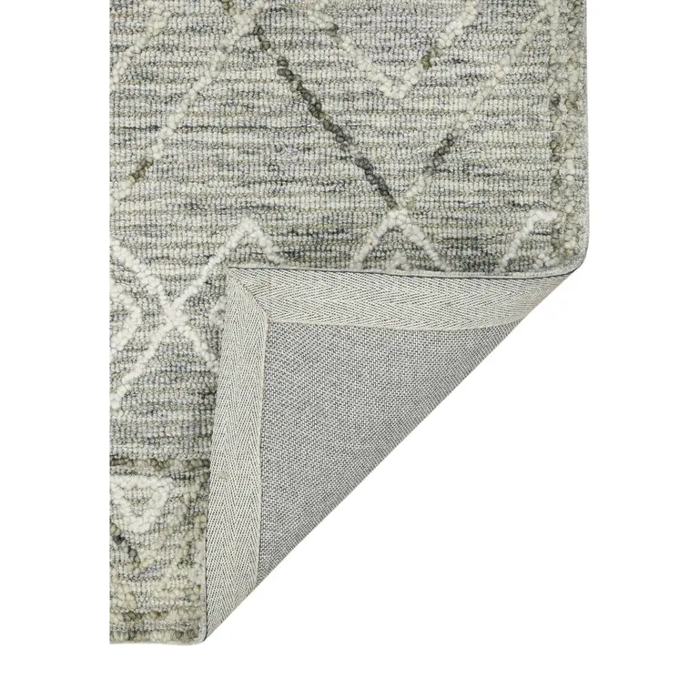 2' X 3' Gray Ivory And Black Wool Argyle Hand Hooked Area Rug