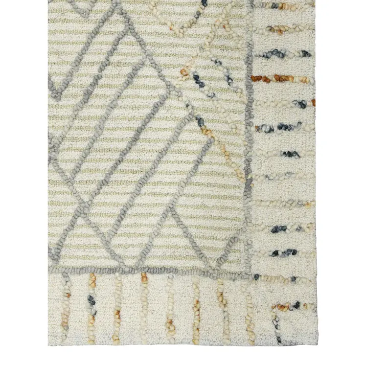 9' X 13' Ivory Gray And Rust Wool Southwestern Hand Hooked Area Rug