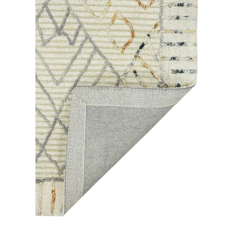 9' X 13' Ivory Gray And Rust Wool Southwestern Hand Hooked Area Rug