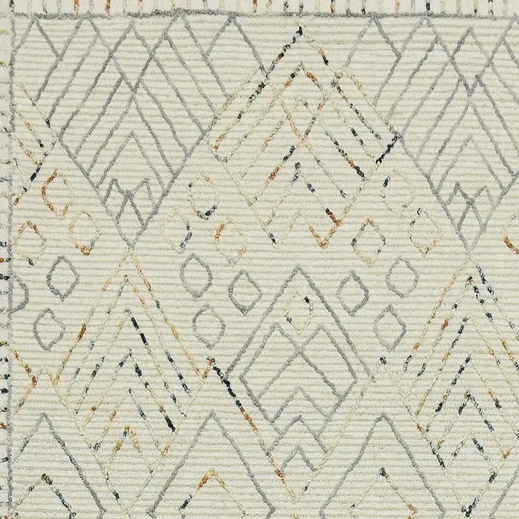 9' X 13' Ivory Gray And Rust Wool Southwestern Hand Hooked Area Rug