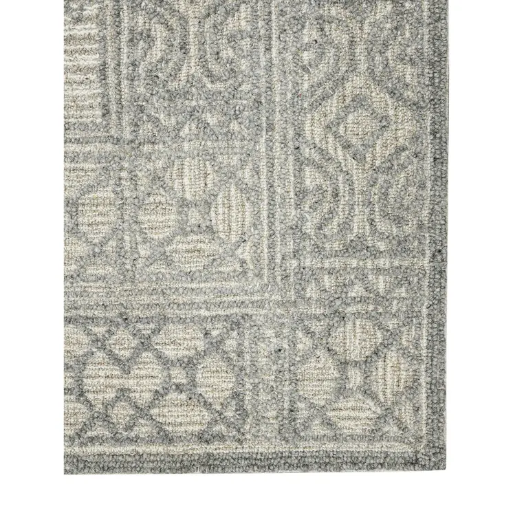 2' X 3' Gray And Ivory Wool Southwestern Hand Hooked Area Rug