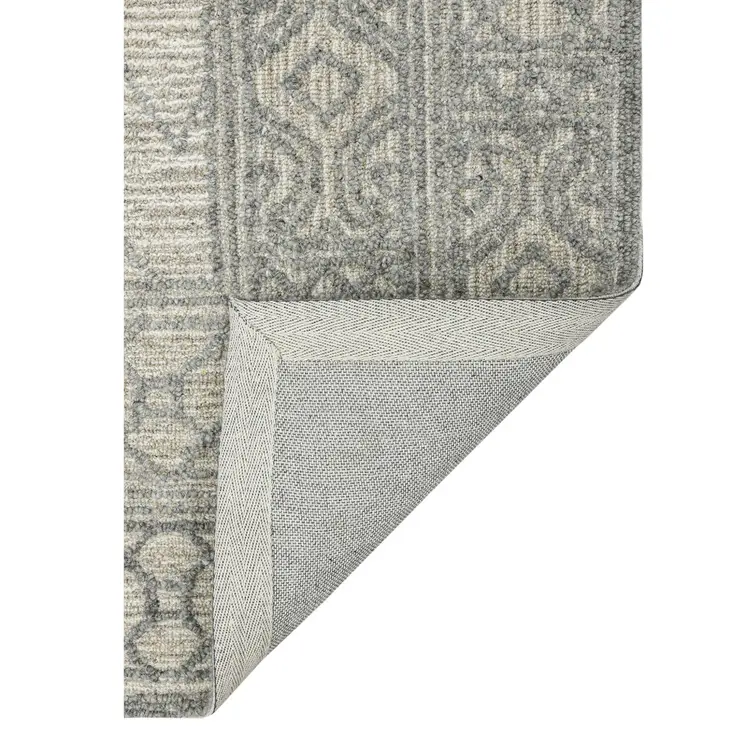 2' X 3' Gray And Ivory Wool Southwestern Hand Hooked Area Rug