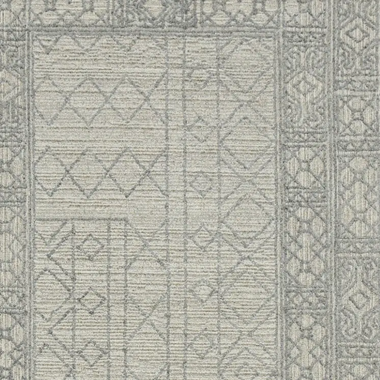 2' X 3' Gray And Ivory Wool Southwestern Hand Hooked Area Rug