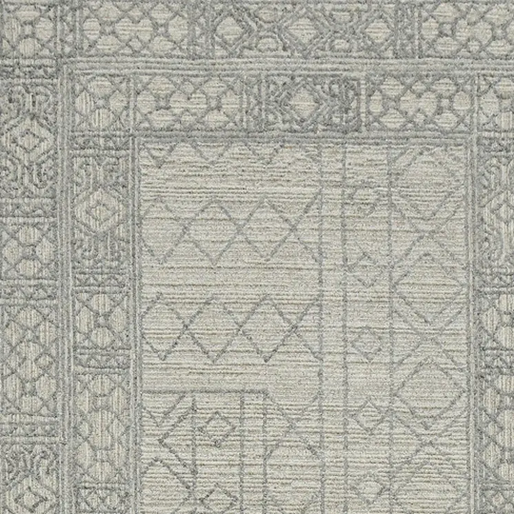 5' X 8' Gray And Ivory Wool Southwestern Hand Hooked Area Rug