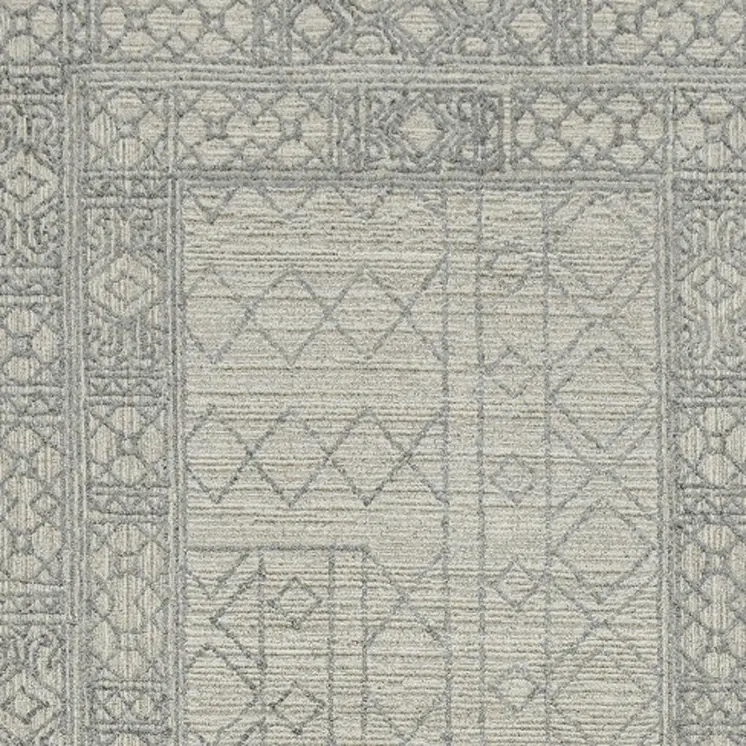 9' X 13' Gray And Ivory Wool Southwestern Hand Hooked Area Rug