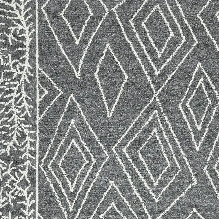 2' X 3' Gray And Ivory Wool Geometric Hand Hooked Area Rug