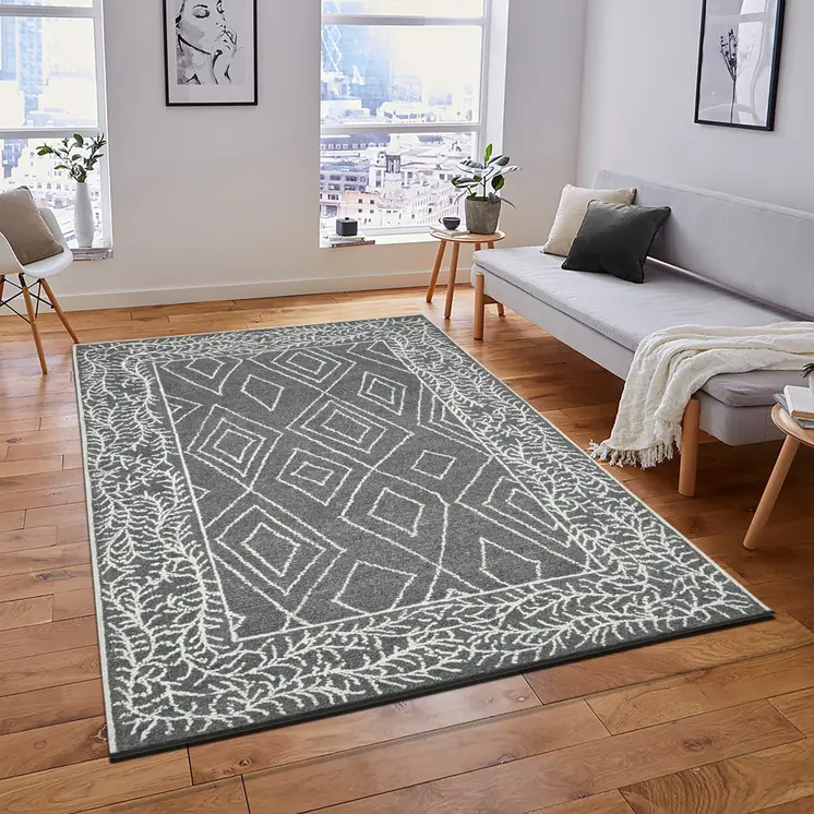 9' X 13' Gray And Ivory Wool Geometric Hand Hooked Area Rug