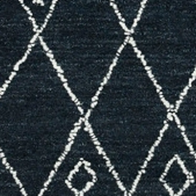 8' X 10' Charcoal And Ivory Wool Southwestern Hand Hooked Area Rug