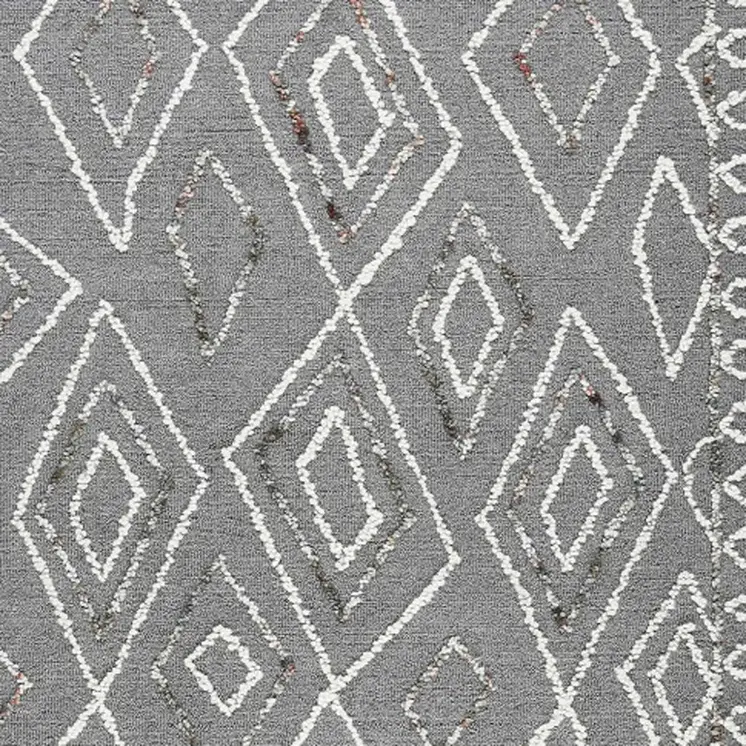2' X 3' Dark Gray Ivory And Rust Wool Geometric Hand Hooked Area Rug