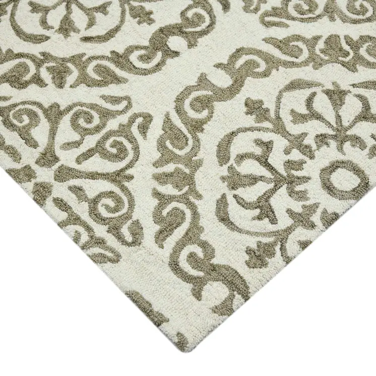 8' X 10' Ivory And Light Brown Wool Medallion Hand Hooked Area Rug