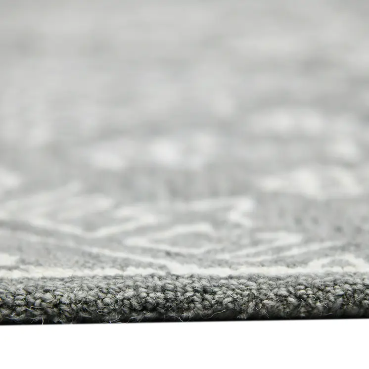 5' X 7' Gray And Ivory Wool Oriental Hand Hooked Area Rug