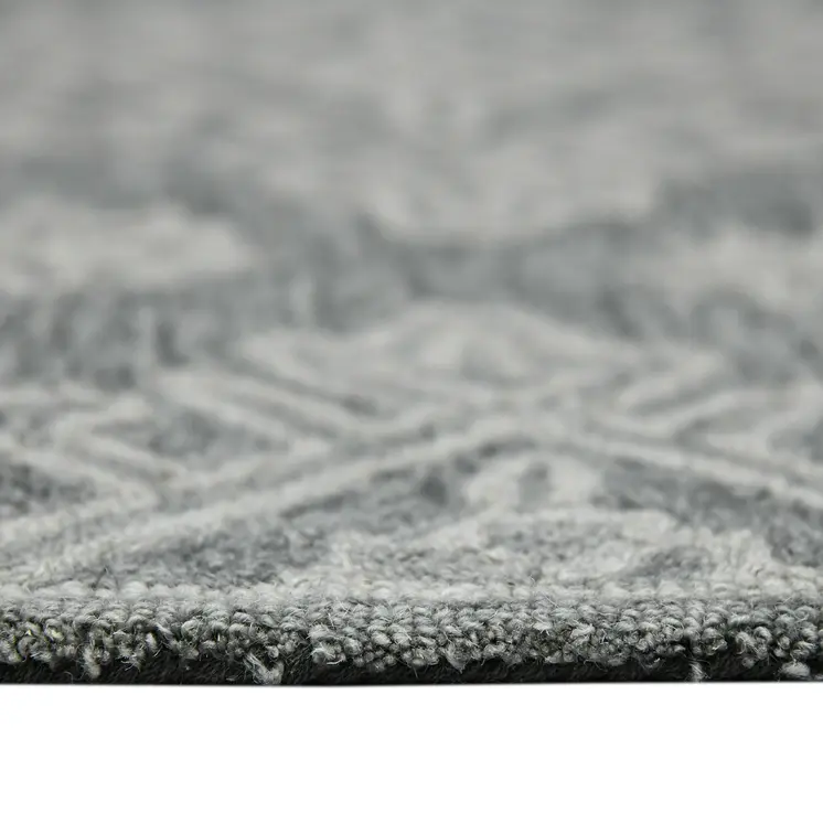 5' X 7' Graphite And Gray Wool Oriental Hand Hooked Area Rug