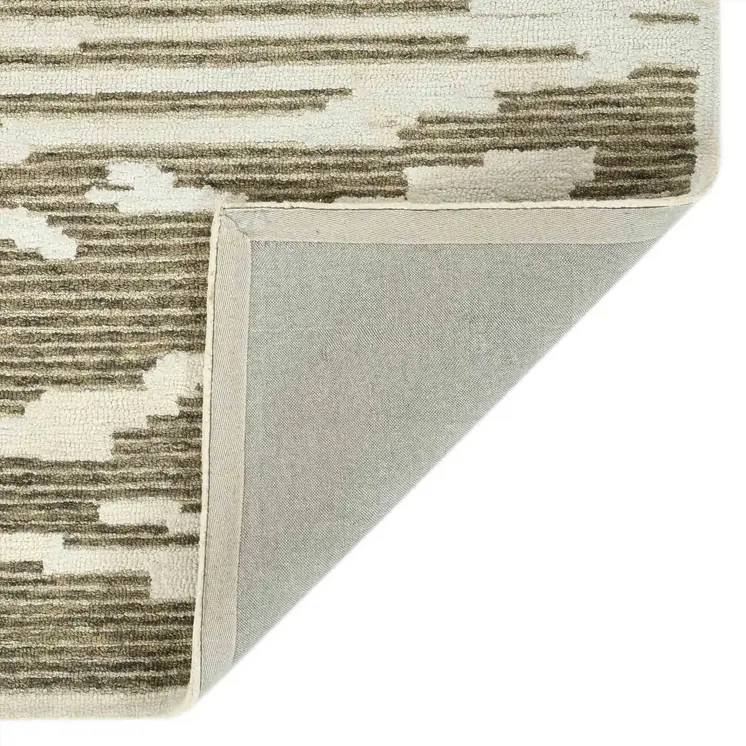 5' X 8' Beige And Brown Wool Abstract Hand Hooked Area Rug