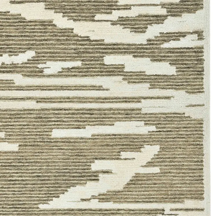 5' X 8' Beige And Brown Wool Abstract Hand Hooked Area Rug