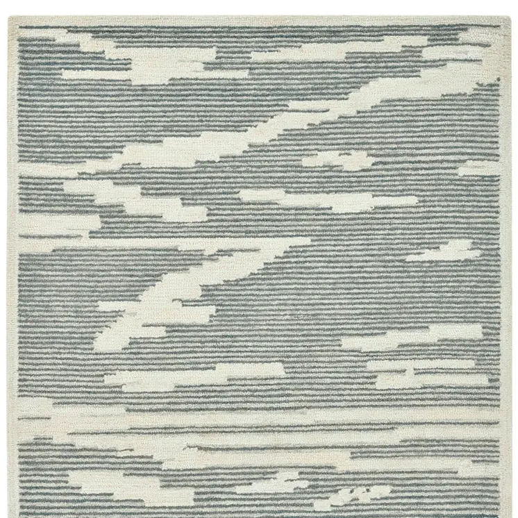 2' X 3' Gray And Ivory Wool Abstract Hand Hooked Area Rug