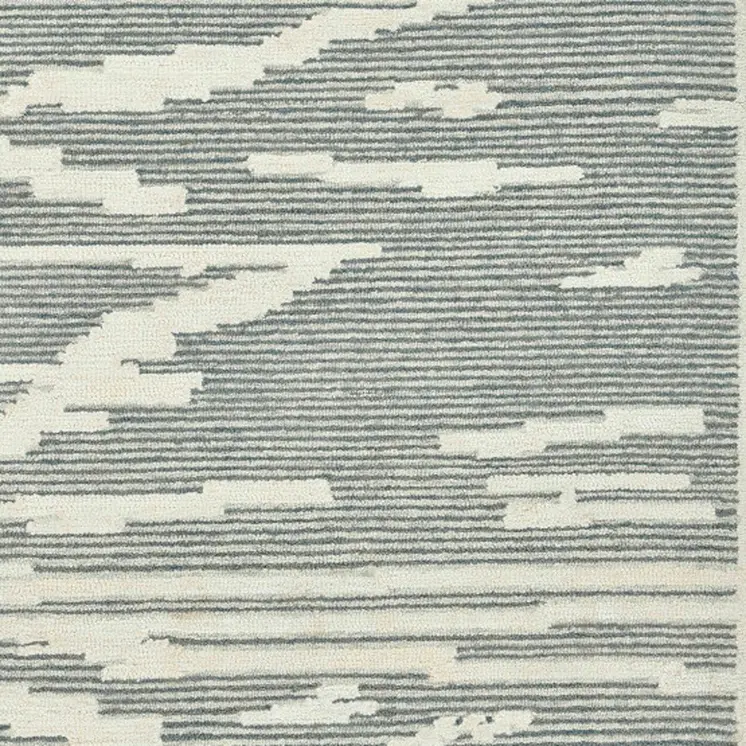 5' X 8' Gray And Ivory Wool Abstract Hand Hooked Area Rug
