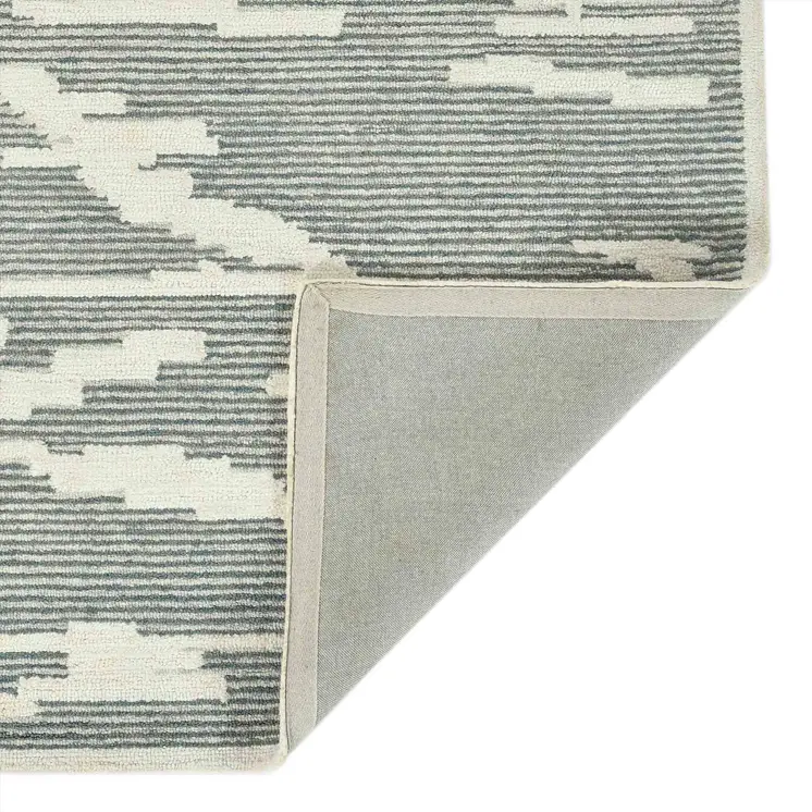 5' X 8' Gray And Ivory Wool Abstract Hand Hooked Area Rug