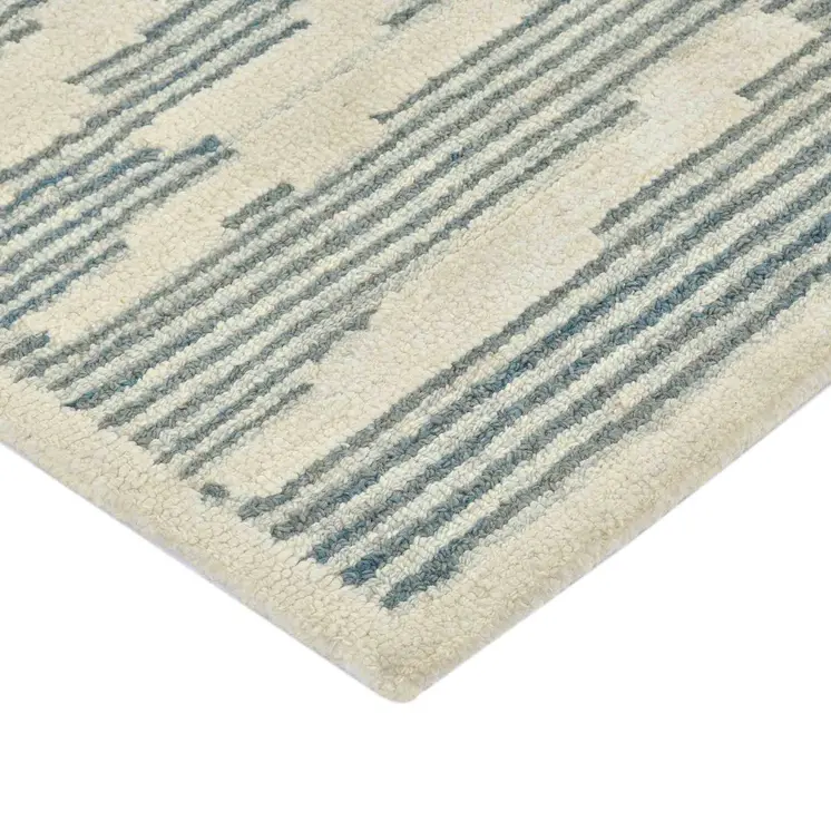 9' X 13' Gray And Ivory Wool Abstract Hand Hooked Area Rug