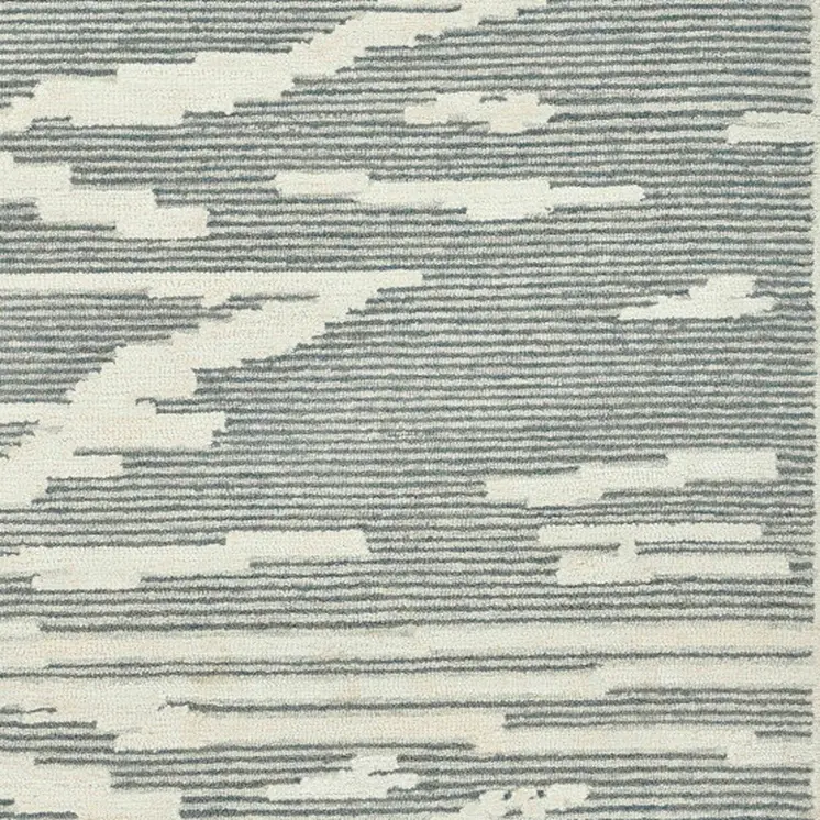 9' X 13' Gray And Ivory Wool Abstract Hand Hooked Area Rug