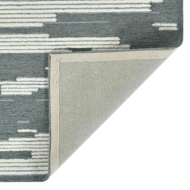 9' X 13' Blue And Ivory Wool Abstract Hand Hooked Area Rug