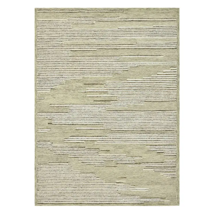 2' X 3' Gray And Ivory Wool Striped Hand Hooked Area Rug