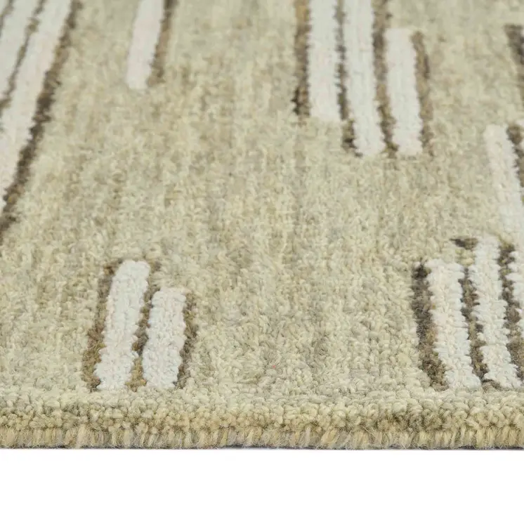 2' X 3' Gray And Ivory Wool Striped Hand Hooked Area Rug