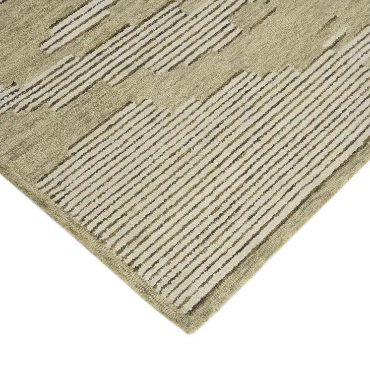 2' X 3' Gray And Ivory Wool Striped Hand Hooked Area Rug