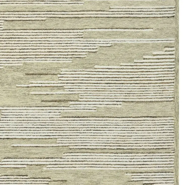 8' X 10' Gray And Ivory Wool Striped Hand Hooked Area Rug