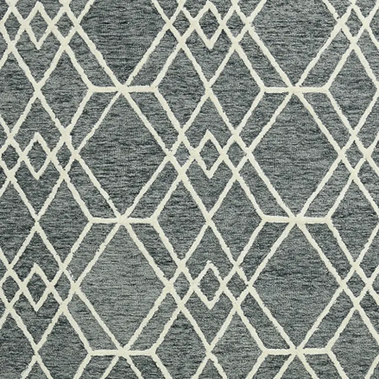2' X 3' Gray And Ivory Wool Geometric Hand Hooked Area Rug