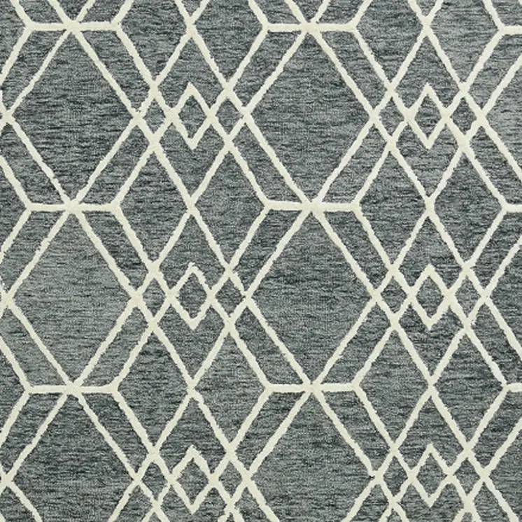 8' X 10' Gray And Ivory Wool Geometric Hand Hooked Area Rug