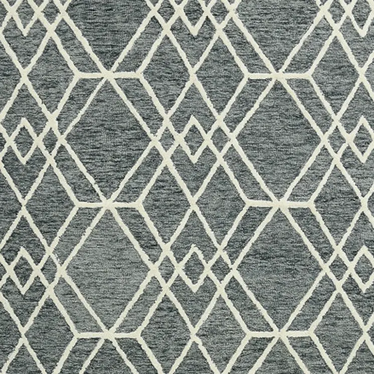 9' X 13' Gray And Ivory Wool Geometric Hand Hooked Area Rug