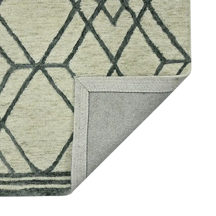 5' X 8' Ivory And Gray Wool Geometric Hand Hooked Area Rug