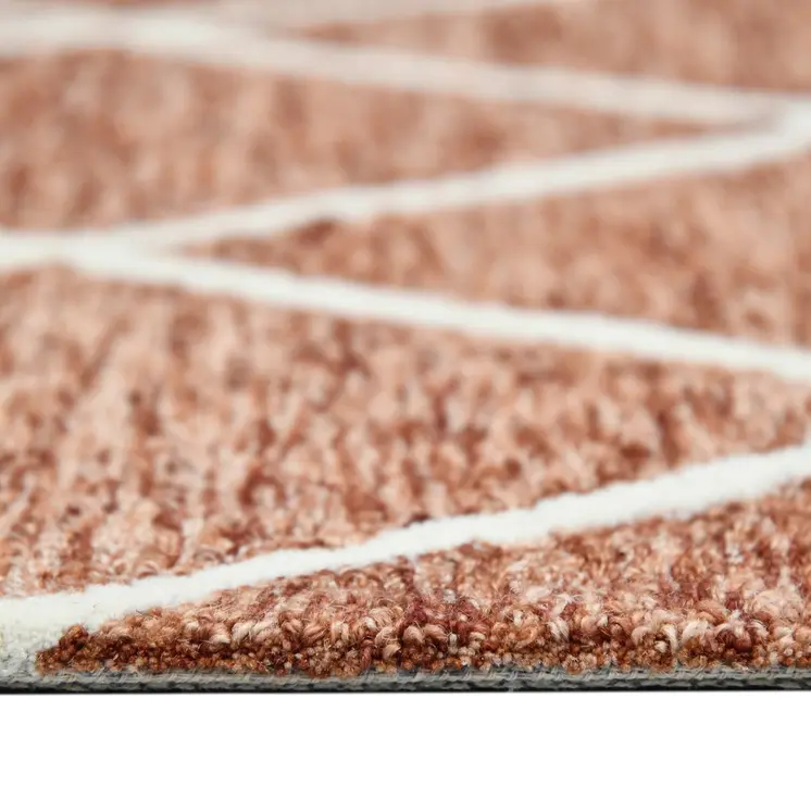 9' X 13' Rust And Ivory Wool Argyle Hand Hooked Area Rug