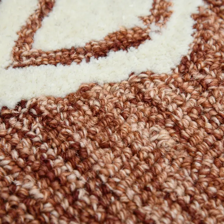 9' X 13' Rust And Ivory Wool Argyle Hand Hooked Area Rug