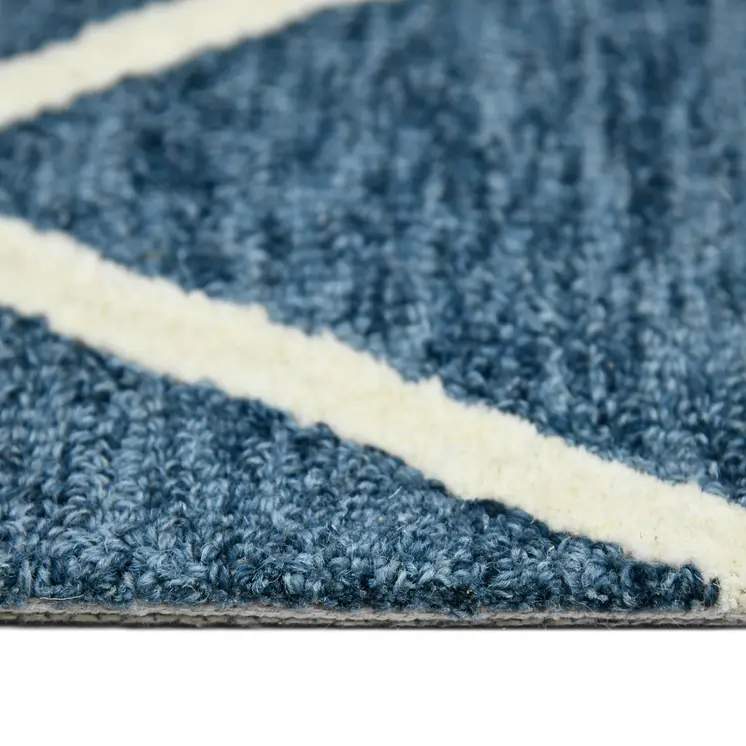 8' X 10' Blue And Ivory Wool Argyle Hand Hooked Area Rug