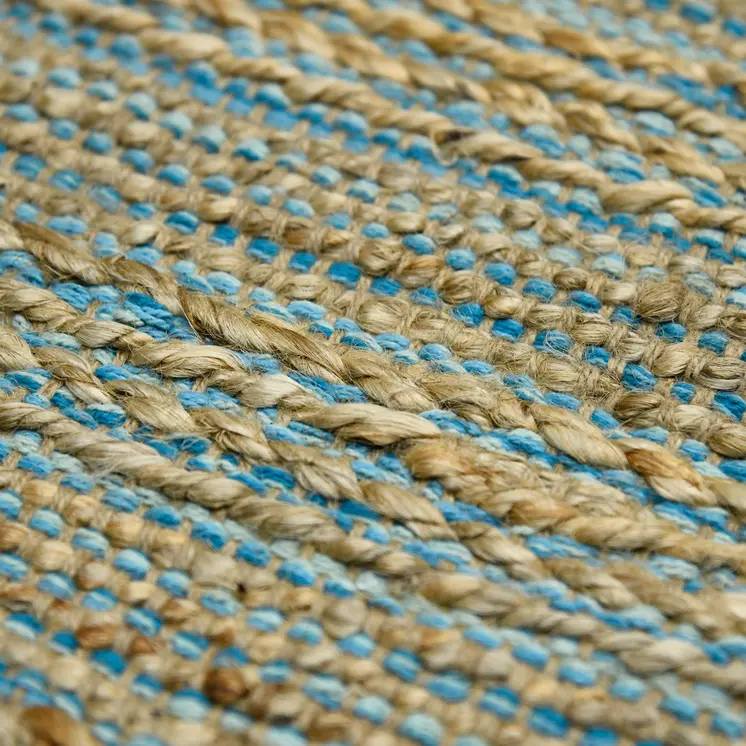 3' X 5' Aqua Beige And Brown Jute Striped Flatweave Handmade Area Rug