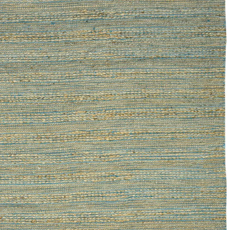 8' X 10' Aqua Beige And Brown Jute Striped Flatweave Handmade Area Rug