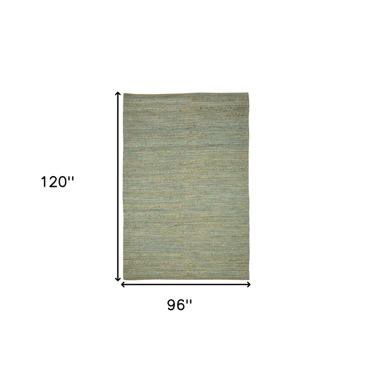 8' X 10' Aqua Beige And Brown Jute Striped Flatweave Handmade Area Rug