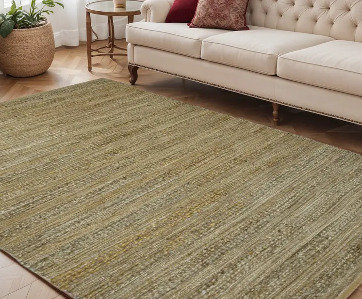 5' X 8' Brown And Beige Jute Striped Flatweave Handmade Area Rug