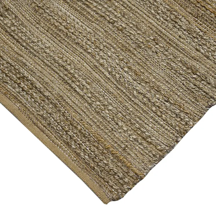 5' X 8' Brown And Beige Jute Striped Flatweave Handmade Area Rug