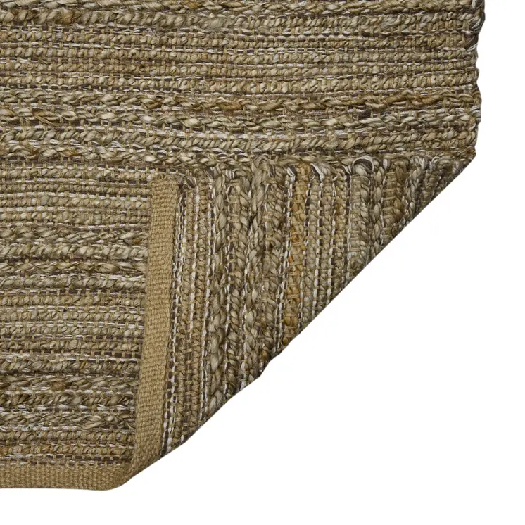 5' X 8' Brown And Beige Jute Striped Flatweave Handmade Area Rug