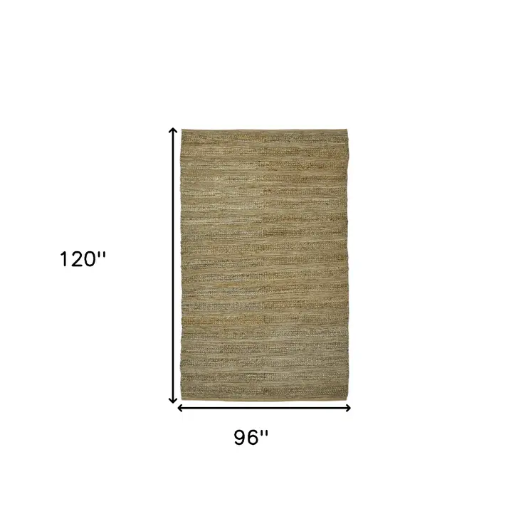 8' X 10' Brown And Beige Jute Striped Flatweave Handmade Area Rug